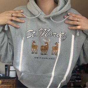 Oversized Hoodie - Outdoorsy Deer Granola Girl Vintage Style Cotton Hoodie